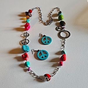 Peace necklace with earrings